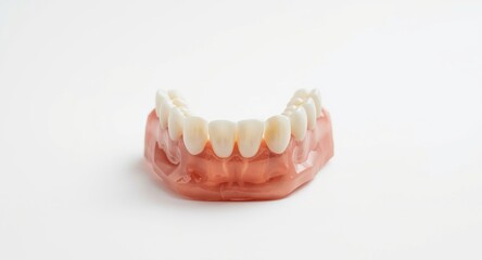 Obraz premium Close range image of false teeth with missing sections displayed on white setting