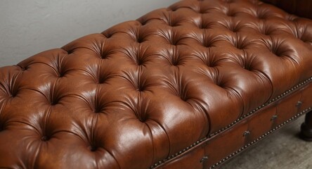 Obraz premium Detailed close up of an exquisite tufted leather bench with plush cushioning