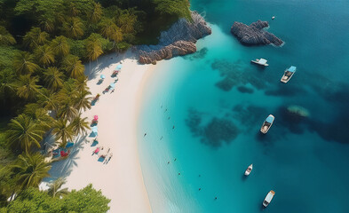 南国のビーチ　俯瞰　風景