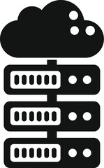 Cloud icon connecting to multiple server racks, representing data storage and networking infrastructure