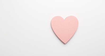 Fototapeta premium Tender pink heart design placed on vivid white surface with copy space