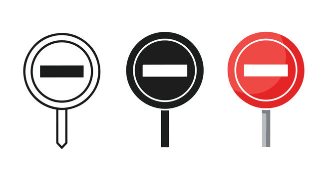 Prohibition signs flat design vector illustration set - Clipart. Icon vector -  Icon collection - icon set - Line and glyph icon and logo template - Editable Icon