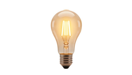 Modern LED filament light bulb glowing with warm yellow light against a stark black background highlighting energy efficiency and traditional design a © RUHAN