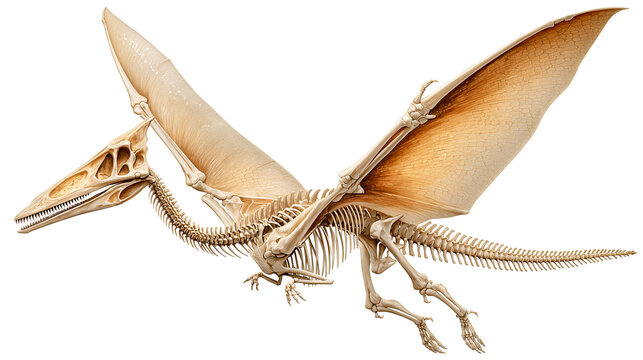 Pteranodon skeleton flying reptile fossil wings spread prehistoric dinosaur era bone structure natural history museum display ancient, isolated
