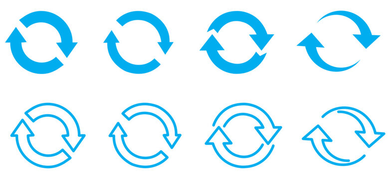 circle arrow icon set. circular arrow icon, refresh, reload, rotation. Green recycle vector icon symbol. Repeat and reload icons set and arrow rotation circle