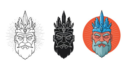 Obraz premium Tribal warrior faces vector illustration set - Clipart. Icon vector - Icon collection - icon set - Line and glyph icon and logo template - Editable Icon