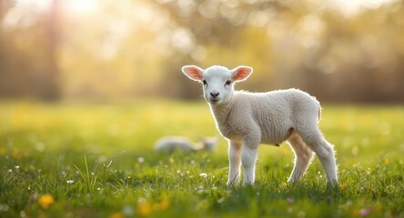 Obraz premium Soft and adorable newborn lamb featuring delicate facial features