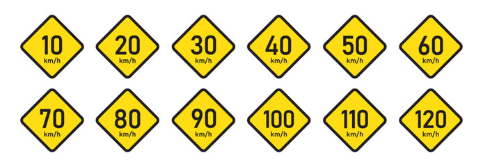 Road limited speed board sign icon illustration