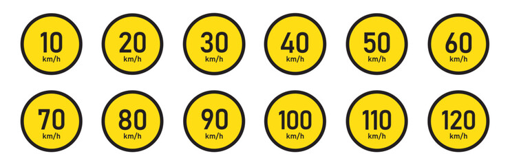 Road limited speed board sign icon illustration