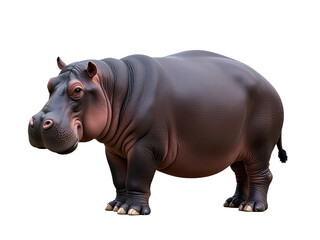 Obraz premium A hippopotamus stands alone on a clean white surface