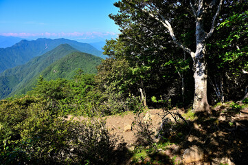 御坂山地の黒岳展望台より　夏の御坂山地
