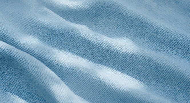 Soft sky blue faded denim fabric texture background with gentle shadow
