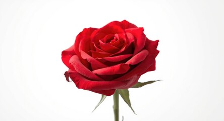 Fototapeta premium Radiant red silk rose displayed clearly on a white backdrop