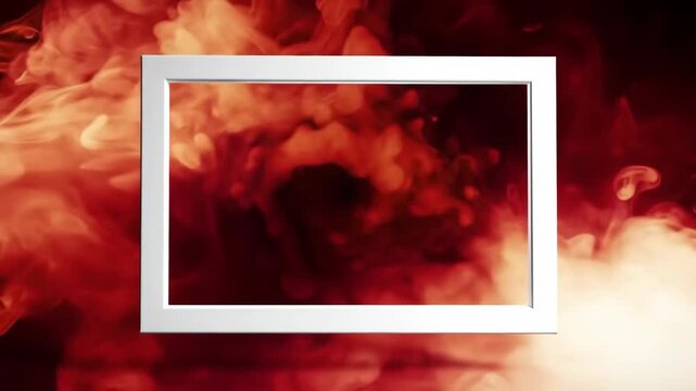 A white blank frame set against a swirling fiery red and orange backdrop, evoking energy and intensity, perfect for dynamic content.