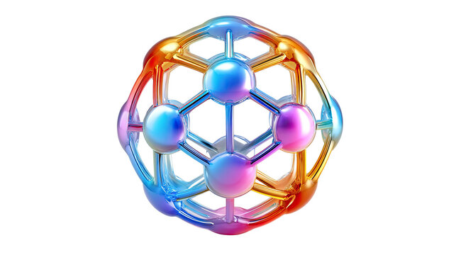 Colorful Atom Illustration: A vibrant and visually striking illustration of an atom, rendered with a spectrum of vivid colors and a sleek, modern aesthetic.