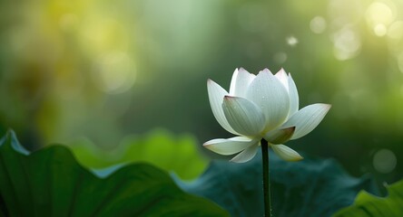 Fototapeta premium White lotus flower spiritual meanings in Thailand