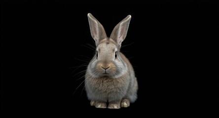 Obraz premium Delightful long ear rabbit featured against a pure black backdrop