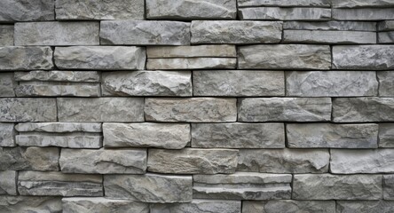 Obraz premium Fine detail of a grey composite stone brick wall showcasing construction quality