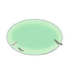 green greeting card icon with some birds decoration without background