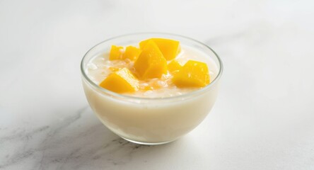 Sweet and creamy mango sago with coconut milk chilled dessert