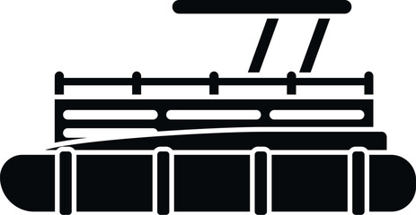 Pontoon boat icon providing leisure and transport on water © anatolir