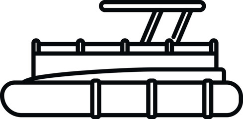 Pontoon boat icon representing water recreation and leisure activities © anatolir