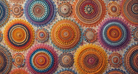 Fototapeta premium striped colorful texture decorated with multiple circle and dot layers