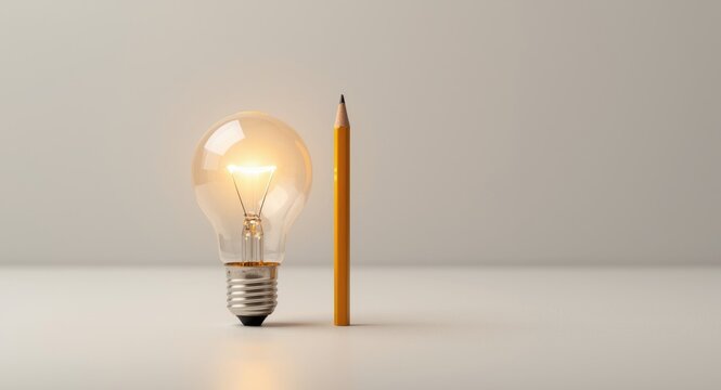Bright bulb paired with a pencil showing the concept of devising innovative solutions for challenges