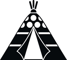 Stylized teepee icon with decorative patterns on a white background © anatolir