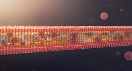 Conceptual scientific visualization of cell membrane layers and structural components