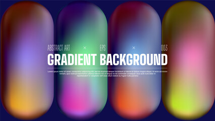Abstract gradient background with oval rectangles forming a retro ornament, Minimalist style cover template with vibrant geometric form, Backdrop with colorful gradient neon fluid elements