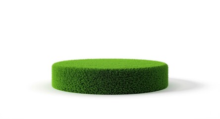 Ring shaped grassy podium isolated with soft white background