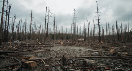 A despoiled forest backdrop showing the environmental toll of unauthorized logging