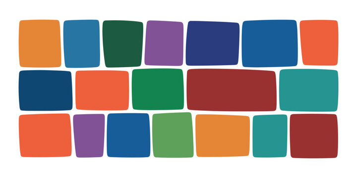 Colorful rectangular blocks arranged in rows rectangles squares shapes in white background