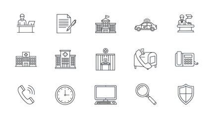 Set of Icons Representing Public Services and Administration © jaguar