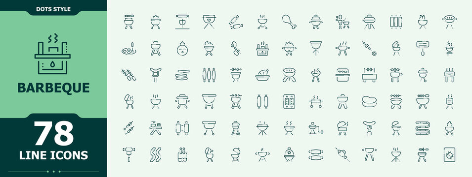 Barbeque icon. Contains such symbols as picnic, cooking, kitchen, grill and bbq, restaurant and more. Restaurant icon set. Web icons pack. Editable stroke. Vector collection.