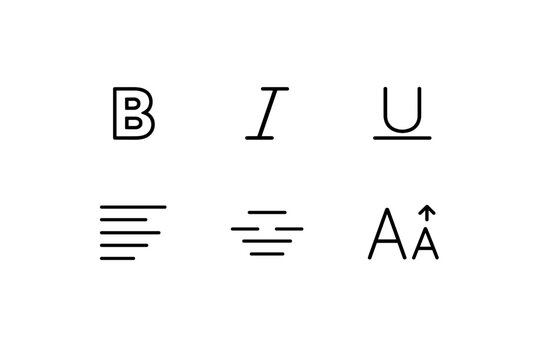 Basic Text Formatting Options Bold Italic Underline Strikethrough Alignment Superscript Subscript