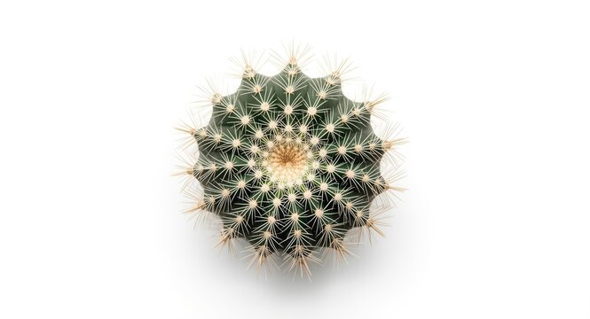Top down view of a Copiapoa Cinerea cactus isolated on a clean white background