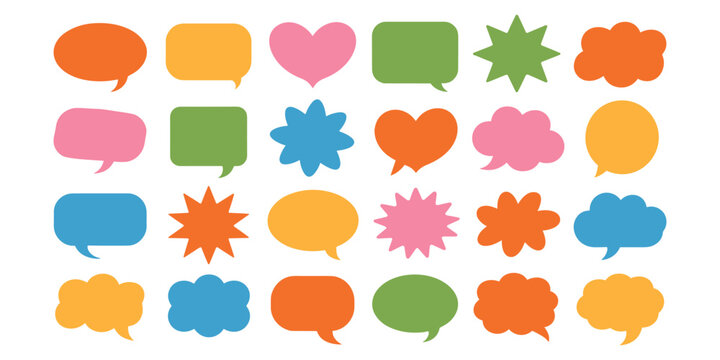 Colorful speech bubbles and chat bubbles conversation bubbles hearts in white background