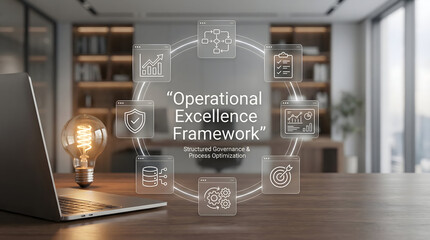 Business Process Optimization with Operational Excellence Framework Diagram