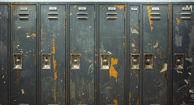 School lockers suffering from broken hinges and requiring fixing