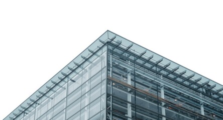 Commercial office building with a minimalist glass panel roof and modern lines