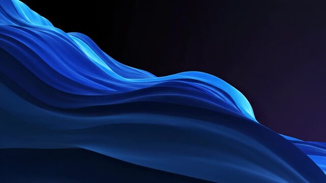 Blue abstract wave pattern on dark background with flowing curves