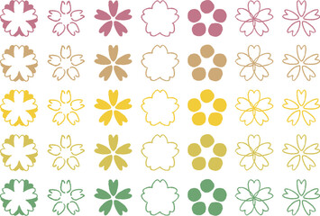 桜　ピンク　カラー　カラフル 　イラスト　ベクター　手描き風