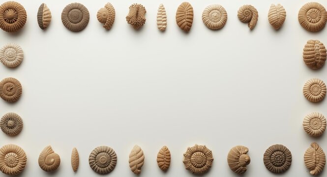 Various microfossils displayed with an empty area for custom text design