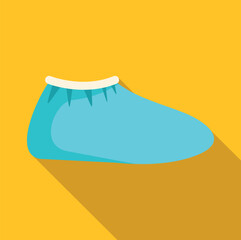 Blue disposable shoe cover representing hygiene, medical protection, and sterility in a flat design