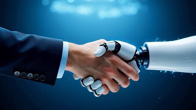 Human hand shaking robot hand