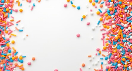 Obraz premium Scattered multicolor sprinkles varying in size on a spotless white background