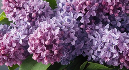 Obraz premium Close up detailed oil painting of lilac flower arrangement in vase