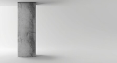 Naklejka premium Structural concrete pillar beneath ceiling with clear copy space